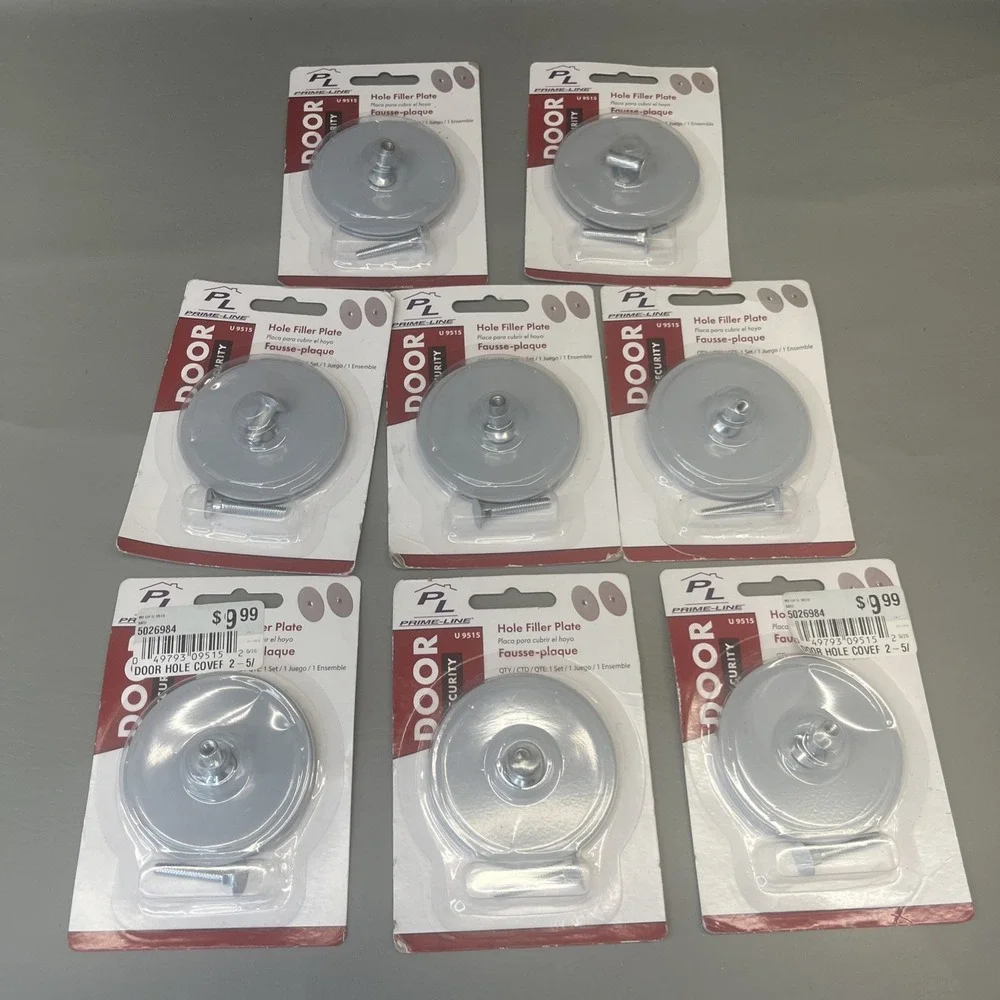 Prime Line U 9515 Door Knob Hole Cover Gray Heavy Duty Security Plate 8 Pk